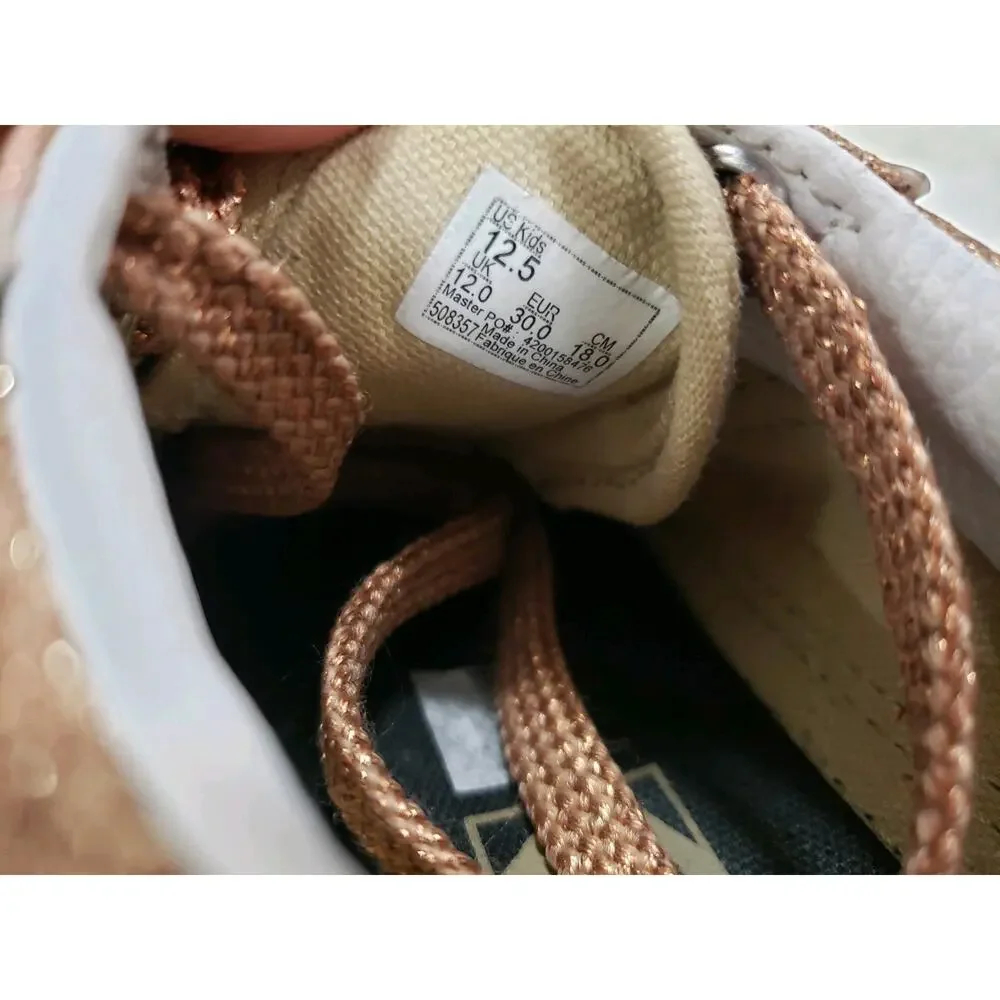 Vans Old‎ Skool Party Glitter Rose Gold/Black Kid's Size 12.5
